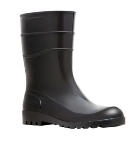 BOTA DE PVC FORRADA CANO MÉDIO PRETA/ BRANCA