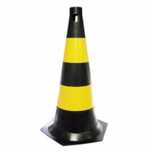 CONE DE SINALIZAÇÃO PRETO E AMARELO 50CM e 75CM